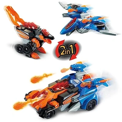 Abbildung von VTech Switch and Go Dinos Spinosaurus und Pterodaktylus Dino Auto Transformer 2 in 1 Spielzeug mit Dinostimme, Geräusch Lichteffekten Für Kinder von 3 8 Jahren