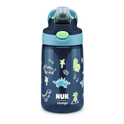 Abbildung von NUK By Contigo Easy Straw Cup Trinkflasche mit Trinkhalm für Kinder (ab 4 Jahren) Hergestellt aus strapazierfähigem Tritan BPA frei spülmaschinenfest 420 ml Dinosaurier