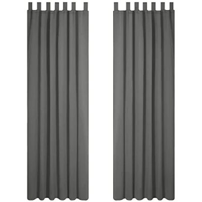 Abbildung von Deconovo Vorhang Blickdicht Schlaufen Thermovorhang Verdunkelung Gardine Wohnzimmer Kälteschutz, 245x140 cm(HöhexBreite), Hellgrau, 2er Set