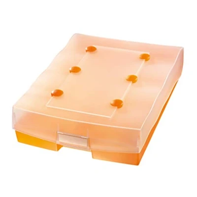 Abbildung von HAN Archivbox CROCO DUO, einfach Vokabeln lernen mit 5 Fächer Lernsystem, DIN A8 Karteikasten für2200 Karten, inkl. 8 Stützplatten, A Z Register, Karteibox, Archivbox, 9987 613, transluzent/orange
