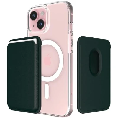 Abbildung von Sinjimoru Magnetic Wallet für Handy, Premium Vegan Leder Telefon Brieftasche MagSafe 3 Karten Halter Kompatibel mit iPhone 16 Plus Pro Max 15 14 13 12 Serie. M Viica Dunkelgrün