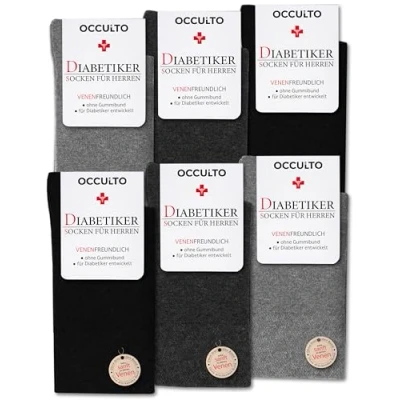 Abbildung von Occulto Diabetikersocken Herren ohne Naht Gummibund Baumwolle 6er Pack (Modell: Oliver) Grau Mix 39 42