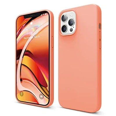Abbildung von elago Liquid Silicone Case Kompatibel mit iPhone 12 Pro Max Hülle (6,7&quot;), Hochwertiges Silikon, Rundumschutz Handyhülle : 3 Layer Struktur Schutzhülle (Orange)