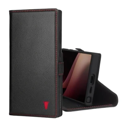 Abbildung von TORRO Hülle kompatibel mit Samsung Galaxy S24 Ultra 5G Premium Leder Standfunktion und Kartenfächern (Schwarz)