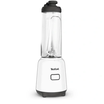 Abbildung von Tefal BL1501 Mix &amp; Move Mini Standmixer inkl. To Go Flasche aus Premium Tritan 300 Watt platzsparendes Design abnehmbare Klingen einfache, ergonomische Einknopfbedienung Weiß/Schwarz