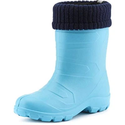 Abbildung von Ladeheid Kinder Mädchen Jungen federleichte Eva Thermo Gummistiefel gefüttert LA845KIDS (Türkis306c/Navy, 35)