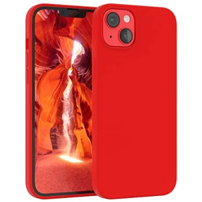 Abbildung von EAZY CASE Premium Silikon Handyhülle kompatibel mit iPhone 14 Plus, Slimcover Kameraschutz und Innenfutter, Silikonhülle, Schutzhülle, Bumper, Handy Case, Hülle, Softcase, Rot