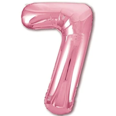 Abbildung von Luftballon 7. Geburtstag Zahl 7 Rosa XXL Riesen Folienballon 100cm Geburtstagsdeko Mädchen Ballon Deko zum Geburtstag. Fliegt mit Helium.