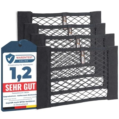 Abbildung von Upgrade4cars Kofferraum Netztasche Klett 4 Auto Organizer Netze 40 x 25 cm Elastisches Kfz Aufbewahrungsnetz Universal Autozubehör Innenraum Gadget
