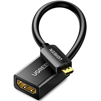 Abbildung von UGREEN 4K 60Hz Micro HDMI auf Adapter 3D 1080P Typ D A Adapterkabel kompatibel mit Raspberry Pi 5/4, Alpha 7R Kamera, Schwarz(50cm)