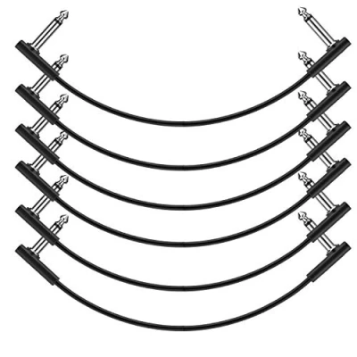 Abbildung von Donner Flache Patchkabel für Gitarreneffektpedale 12 Zoll Platzsparend Klarer Klang 1/4&quot; TS Rechtwinklig 6er Pack