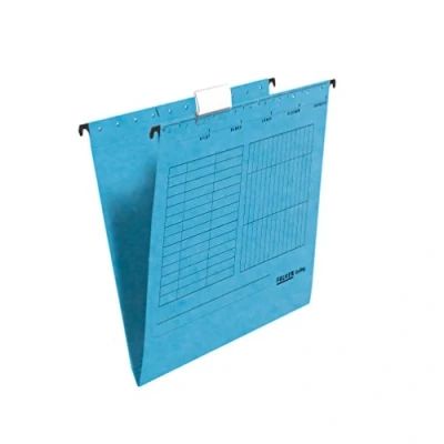 Abbildung von Original Falken 25er Pack Hängemappe UniReg. Made in Germany. Aus Recycling Karton für DIN A4 seitlich offen blau Blauer Engel ideal die lose Blatt Ablage im Büro und der Behörde
