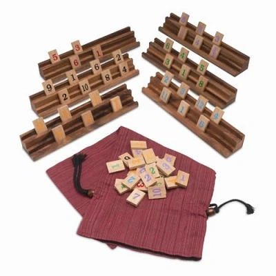 Abbildung von LOGOPLAY Rummy für 6 Spieler Okey Gesellschaftsspiel Legespiel mit 162 Spielsteinen im Stoffbeutel