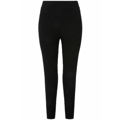 Abbildung von Ulla Popken DE SPORT, TEXTURÉ, Taille HAUTE, Large Ceinture ÉLASTIQUE Leggings Hosen, Damen, Größe: 42/44, Noir