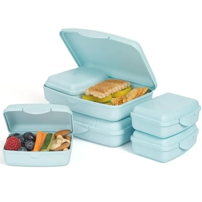 Abbildung von Hausfelder Brotdosen Set flach Brotdose für Kinder und Erwachsene mit Fächern (LimeGreen, 6er Set)