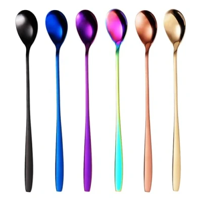 Abbildung von GRÄWE Latte Macchiato Löffel Set, regenbogenfarben, 6 teilig, 22 cm, Lange Löffel, Cocktaillöffel, Dessertlöffel, Eislöffel, für Eiskaffee, Edelstahl, spülmaschinengeeignet