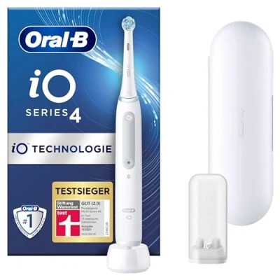 Abbildung von Oral B iO Series 4 Elektrische Zahnbürste/Electric Toothbrush, Putzmodi für Zahnpflege, Valentinstagsgeschenk Ihn/Sie, Designed by Braun, quite white, TESTSIEGER Stiftung Warentest (12/2023)