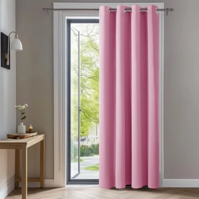 Abbildung von Deconovo Dicke Verdunkelungsgardinen mit Ösen Verdunkelungsvorhang Kälteschutz Gardinen Blickicht, 260x140 cm(HöhexBreite), Rosa, 1 Stück
