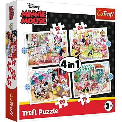 Abbildung von Trefl, Puzzle, Minnie mit Freunden, von 12 bis 24 Teilen, 4 Sets, für Kinder ab 3 Jahren, TR34355, mehrfarbig