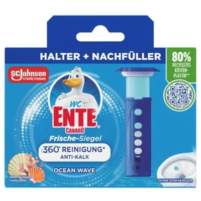 Abbildung von WC Ente Frische Siegel Starter Set (inkl. 1 Nachfüller), körbchenloser Reiniger, Marine Duft, 36 ml