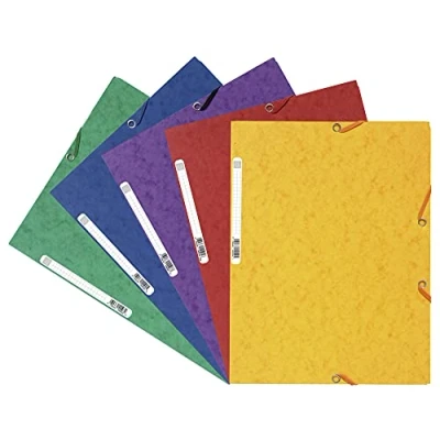 Abbildung von Exacompta 55515E 10er Pack Premium Einschlagmappe. Aus extra starkem Colorspan Karton mit 3 Innenklappen und 2 Gummizügen DIN A4 farbig sortiert Sammelmappe Dokumentenmappe für Büro Schule