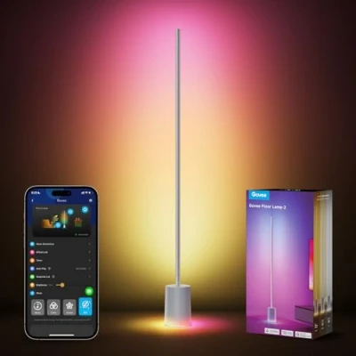 Abbildung von Govee RGBIC Stehlampe, LED Stehlampe mit über 64 Szenen, DIY Modus, Musiksynchronisation, 1700 Lumen, Moderne Lampe für Schlafzimmer, Arbeit Alexa und Google Assistant, App Steuerung, Grau, H607C