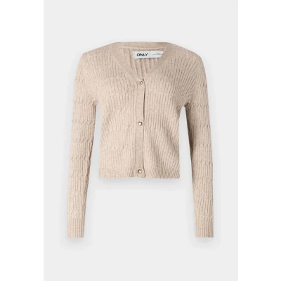Abbildung von ONLY Onlkatia Cable V NECK Strickjacke, Damen, Größe: XS, Mocha meringue melange