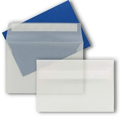 Abbildung von 100x Briefumschläge B6 17,5 x 12,5 cm Transparent Haftklebung mit Abziehstreifen 92 g/m² Für Hochzeit, Gruß Karten, Einladungen