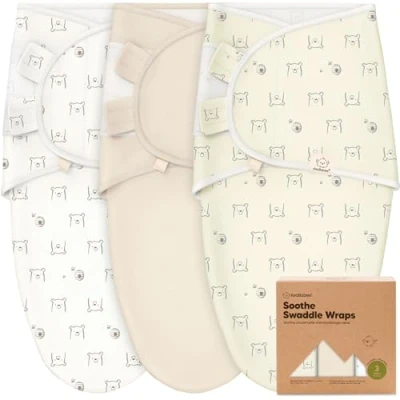 Abbildung von KeaBabies 3 Pack Bio Baby Schlafsack zum Pucken Ergonomische Pucksack 0 Monate, Babyschlafsack Neugeborene, Pucktuch Baby, Puck Pucksack, Wickeldecke (Bumble Bear)