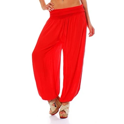Abbildung von Malito Damen Haremshose Pumphose aus Baumwolle leichte Sommer Stoffhose Pluderhose zum Tanzen &amp; Chillen dünne Aladinhose 1482 (Jeansblau)