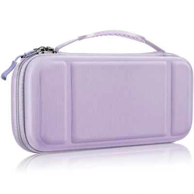 Abbildung von Fintie Tragetasche Kompatibel mit Nintendo Switch/Switch OLED Modell [Stoßfeste] Hartschalen Aufbewahrung 10 Spielkartenhaltern, Reisetasche für Konsole und Zubehör, Pastellviolett
