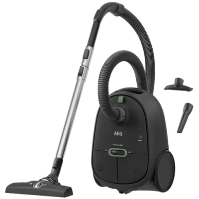 Abbildung von AEG CLEAN 6000 AB61C1OKO ÖKO Staubsauger / hohe Saugleistung Zusatzdüsen XL Räder Edelstahl Teleskoprohr 65% Recyclingmaterial 12 m Kabel 750 Watt Zubehör grau