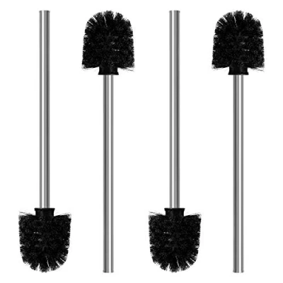 Abbildung von Nirox 4er Set Klobürsten Schwarz WC Bürsten mit 8 cm Durchmesser Toilettenbürste Edelstahlstiel Klobesen in elegantem und edlem Design Abnehmbare Bürstenköpfe