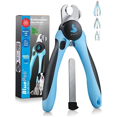 Abbildung von BluePet KrallenSchön Profi Krallenschere Mit Schutz Für Hunde &amp; Katzen Extra Sicher Dank Abstandshalter Inkl. Nagelfeile