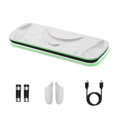 Abbildung von Mcbazel Controller Ladestation für Quest 3 VR mit LED Licht Lade Display Ständer 2 * 600 mAh wiederaufladbaren Batterien/Type C Ladekabel
