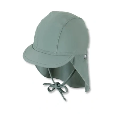 Abbildung von Sterntaler Schirmmütze Nacken uni Baby und Kinder Mütze mit Nackenschutz Bindeband UV Schutz 50+ Bademütze Kopfbedeckung Schwimmbad Strand Unisex Bademode mattgrün, Größe 49