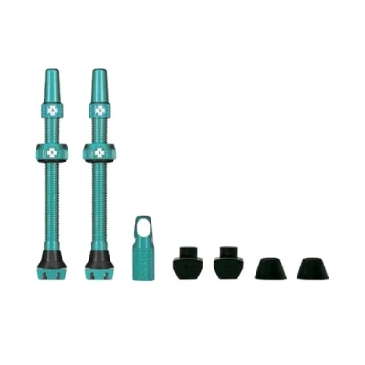 Abbildung von Muc Off Türkise Presta Tubeless Ventile, 44 mm Hochwertige Anti Leck Fahrradventile mit integriertem Werkzeug zum Entfernen des Ventilkerns, Türkis