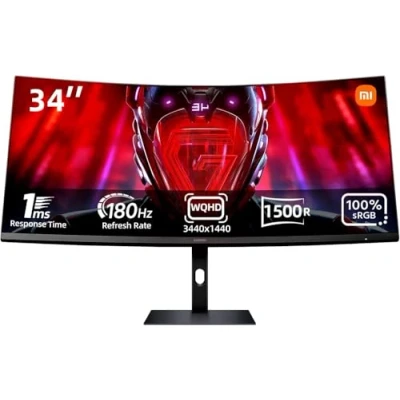 Abbildung von Xiaomi G34WQi Ultrawide Gaming Monitor 34 Zoll WQHD, 180Hz, 1ms, HDR 10, 100% sRGB, 4000:1 Kontrast, 350nits, FreeSync, RGB Ambient Light, Low Blue Randlos, Schwarz