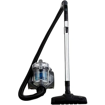 Abbildung von Amazon Basics Zylinder Staubsauger, leistungsstark, kompakt und leicht, ohne Beutel, für Hart Teppichböden, HEPA Filter, 700 W, 1,5 l, EU, Schwarz/Blau