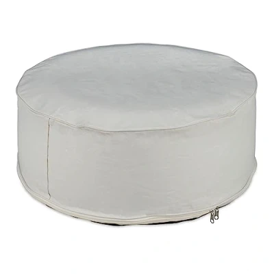 Abbildung von Relaxdays Aufblasbarer Hocker, Outdoor Pouf für Garten, Balkon, Camping, Sitzhocker rund, HxD: 26x56 cm, Sitzpouf, Creme