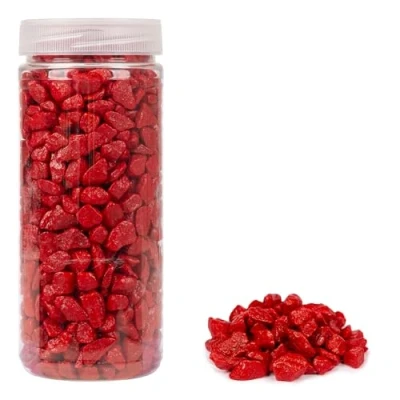 Abbildung von HEKU großformatige Deko Steine (9 13mm) in rot, ca. 750g I Vielseitig Einsetzbar Praktisch Verpackt Ideal für Dekoration und Bastelprojekte