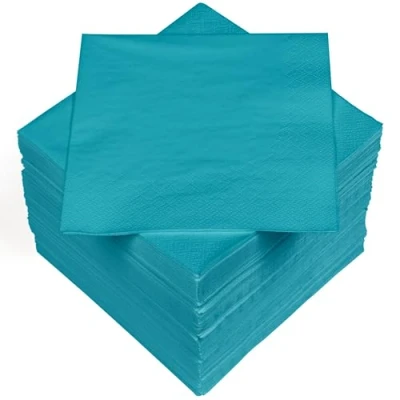 Abbildung von HEKU 100 einfarbige Servietten, 3 lagig, 33x33cm I Einheitliche Qualität für Veranstaltungen &amp; Gastronomie Praktische 5er Packung Hoch saugfähig und stilvoll, türkis