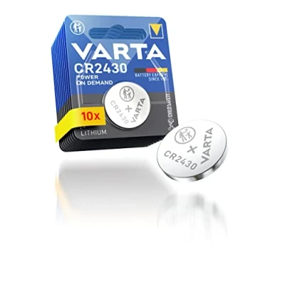 Abbildung von VARTA Batterien Knopfzellen CR2430, 10 Stück, Power on Demand, Lithium, 3V, kindersichere Verpackung, für Smart Home Geräte, Autoschlüssel und weitere Anwendungen [Exklusiv bei Amazon]