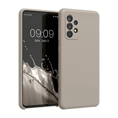 Abbildung von kwmobile Hülle kompatibel mit Samsung Galaxy A52 / 5G A52s Silikon Handy Case Handyhülle weiche Oberfläche kabelloses Laden Taupe