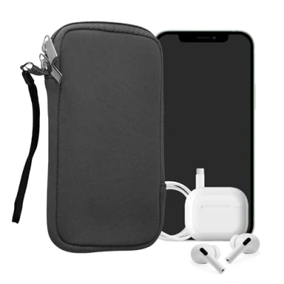 Abbildung von kwmobile Handytasche für Smartphones L 6,5&quot; Neopren Handy Hülle Grau Tasche 16,5 x 8,9 cm Innenmaße