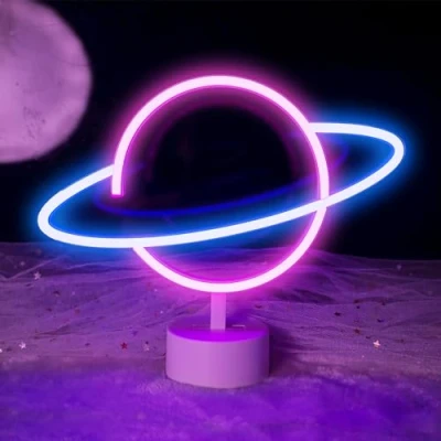 Abbildung von Planet LED Lichtschild Schlafzimmer Basis Dekoration, Nachtlicht, USB Neonlicht, batteriebetrieben, Geburtstagsgeschenk, Party, Kinder, Wohnzimmer Dekoration