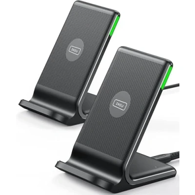 Abbildung von INIU Wireless Charger Stand [2 Pack], 15W Qi Zertifiziert Inductive Fast Charging Station, Mobile Phone for iPhone 15 14 13 12 11 Pro Max SE Xr Samsung Galaxy S23 S22