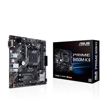 Abbildung von Asus Prime B450M K II Mainboard Sockel AM4 (mATX, AMD Ryzen, DDR4 Speicher, M.2, SATA 6Gbit/s, USB 3.1 Gen 2 Typ A)