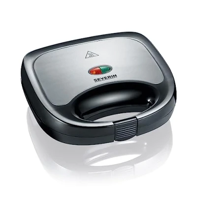 Abbildung von SEVERIN Sandwichmaker Toaster für 2 Sandwiches, Dreieckige Sandwichtoasts, Antihaftbeschichtung, 600 W, Edelstahl gebürstet schwarz, SA 2969