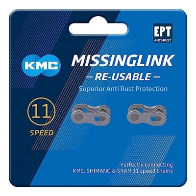 Abbildung von KMC Unisex Adult 11R EPT Kettenverschlussglied, MissingLink, 11 Fach, 2 Stück, Silber, 1size